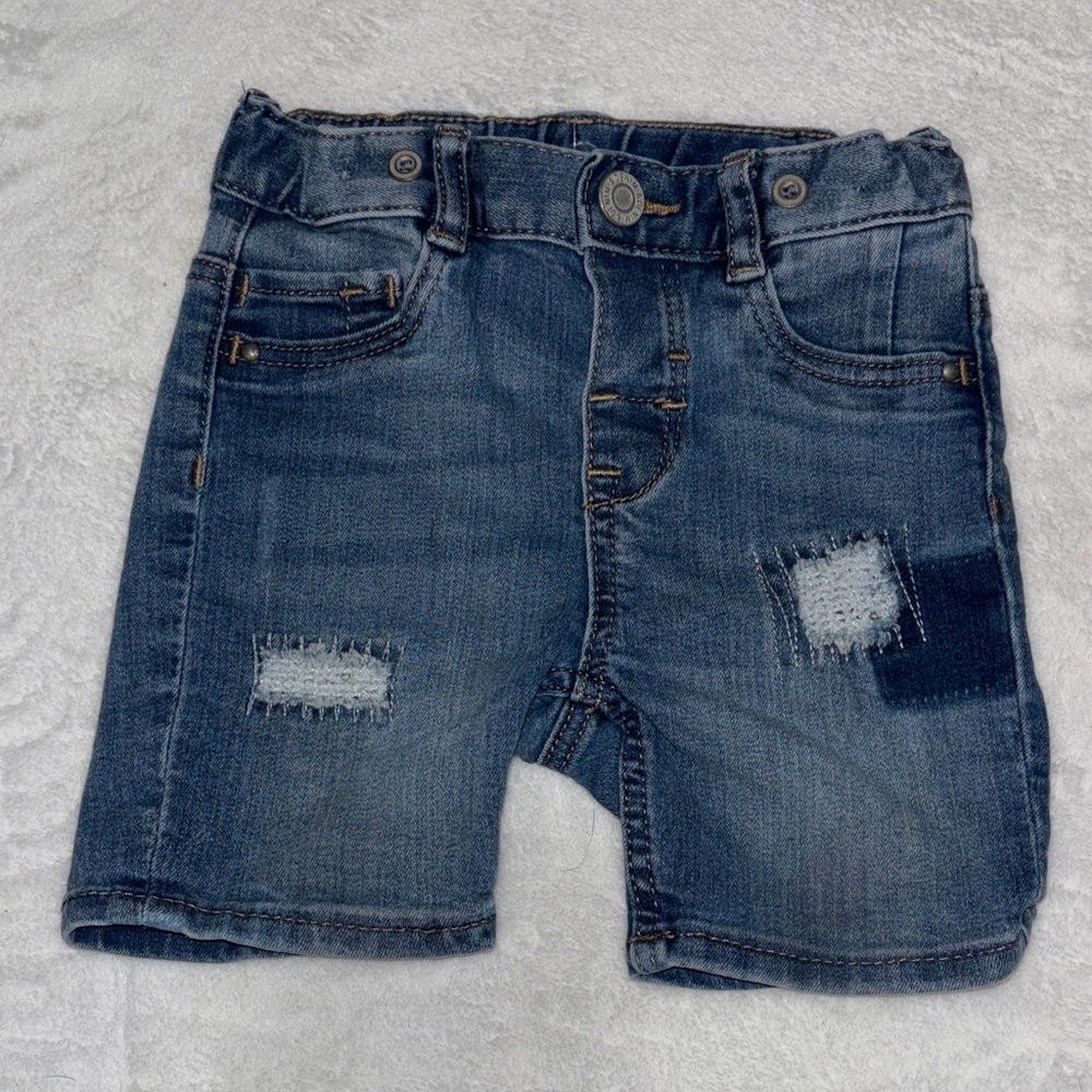 H&M Kids Dark Blue Denim Patch Shorts 9-12 months
